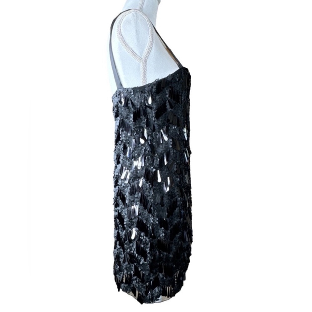 ZARA Black Sequin Bead Pallete Mini Dress, Satin Straps, Size M. - Picture 7 of 11